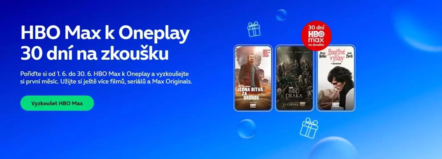 O2 katalog | HBO Max k Oneplay 30 dní na zkoušku | 2026-06-02T00:00:00.000Z - 2026-06-30T00:00:00.000Z