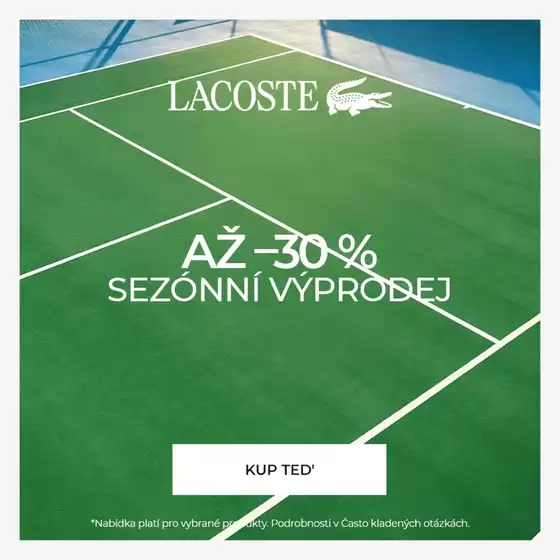 Lacoste katalog v Černošice | AŽ-30% SEZÓNNÍ VÝPRODEJ | 2026-06-26T00:00:00.000Z - 2026-07-09T00:00:00.000Z