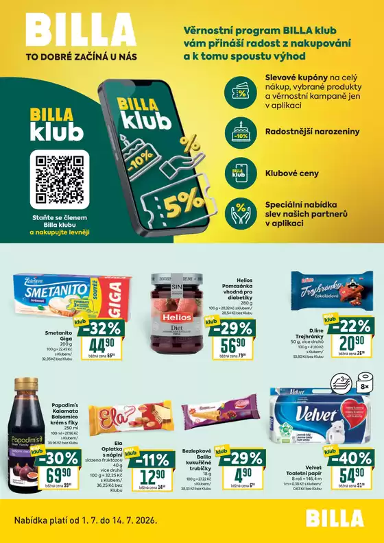 Billa katalog v Brno | Billa Leták BILLA klub | 2026-07-01T00:00:00.000Z - 2026-07-14T00:00:00.000Z