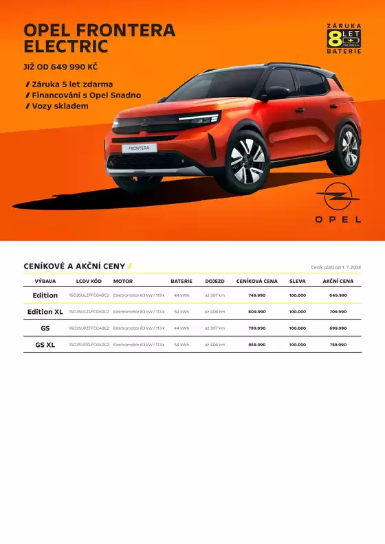 Opel katalog | OPEL FRONTERA ELECTRIC | 2026-07-14T00:00:00.000Z - 2026-09-30T00:00:00.000Z