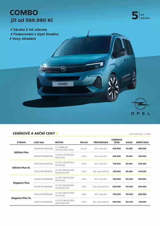 Opel katalog | OPEL COMBO | 2026-07-14T00:00:00.000Z - 2026-09-30T00:00:00.000Z