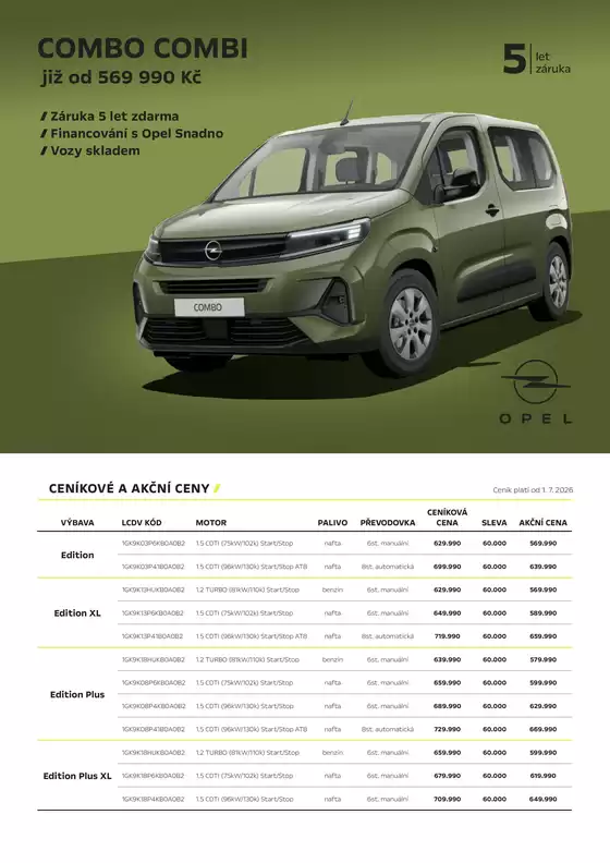 Opel katalog | OPEL COMBO COMBI | 2026-07-14T00:00:00.000Z - 2026-09-30T00:00:00.000Z