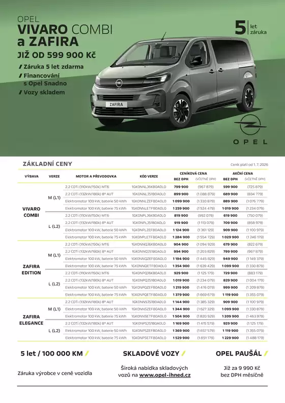 Opel katalog | OPEL VIVARO COMBI a ZAFIRA | 2026-07-14T00:00:00.000Z - 2026-09-30T00:00:00.000Z