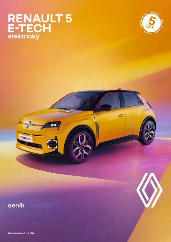 Renault katalog | Renault 5 E-Tech Elektrický | 2026-08-05T00:00:00.000Z - 2026-08-31T00:00:00.000Z