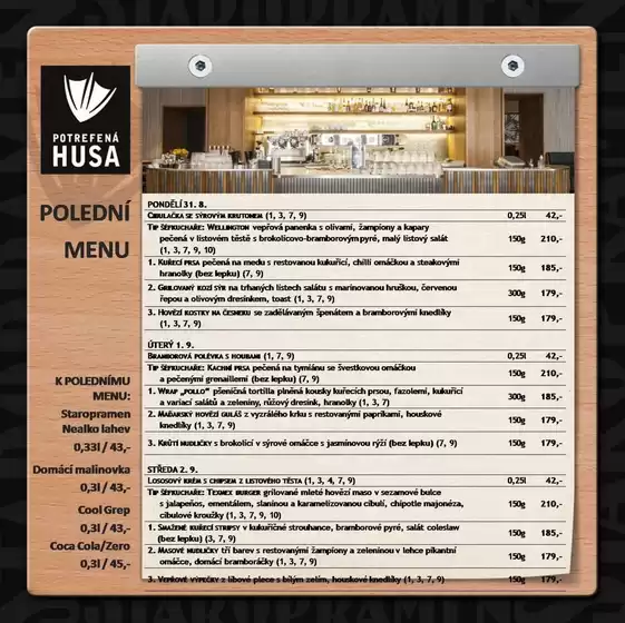 Potrefená Husa katalog | Polední menu | 2026-08-31T00:00:00.000Z - 2026-09-04T00:00:00.000Z