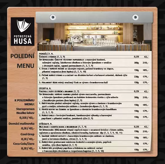 Potrefená Husa katalog v Židlochovice | Polední menu | 2026-09-08T00:00:00.000Z - 2026-09-11T00:00:00.000Z