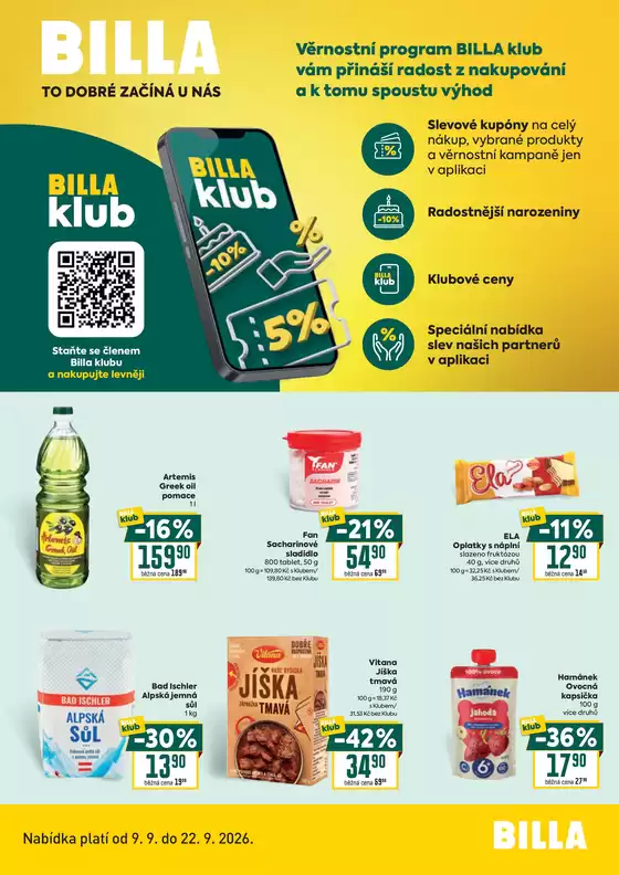 Billa katalog | Billa Leták BILLA klub | 2026-09-09T00:00:00.000Z - 2026-09-29T00:00:00.000Z