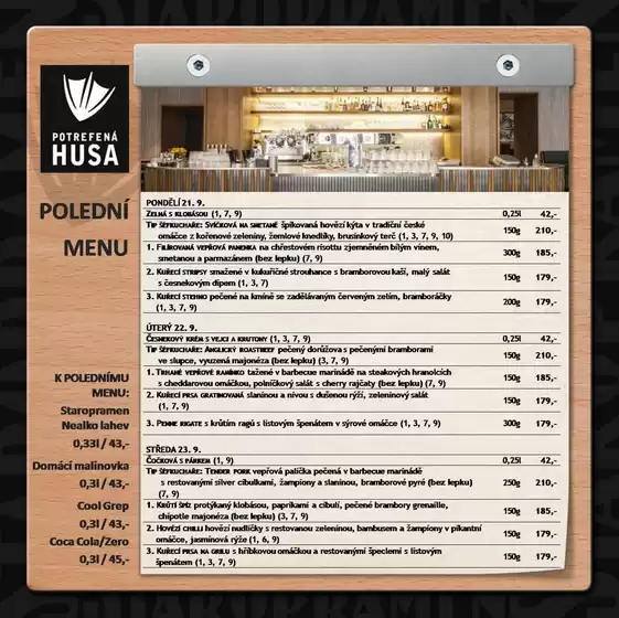 Potrefená Husa katalog | Polední menu | 2026-09-21T00:00:00.000Z - 2026-09-25T00:00:00.000Z