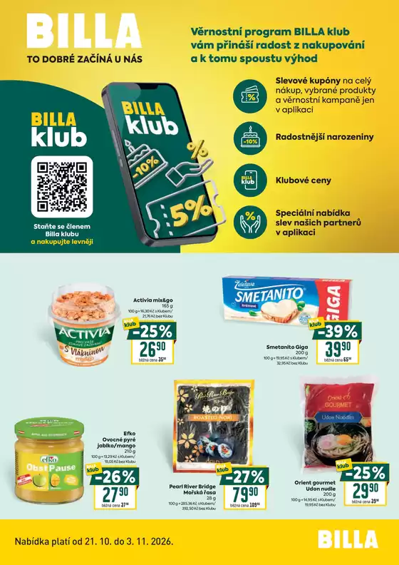 Billa katalog v Kroměříž | Billa Leták BILLA klub | 2026-10-21T00:00:00.000Z - 2026-11-03T00:00:00.000Z