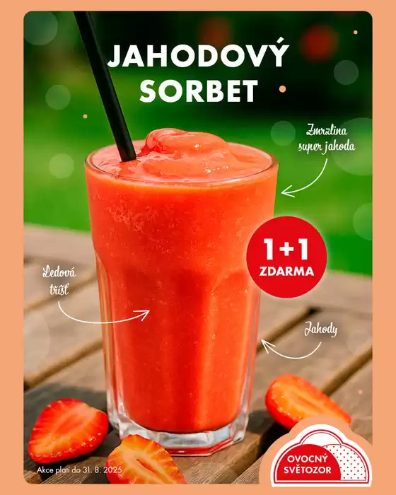 Ovocný Světozor katalog v Jihlava | Jahodový Sorbet v akci 1+1 | 2025-08-01T00:00:00.000Z - 2025-08-31T00:00:00.000Z