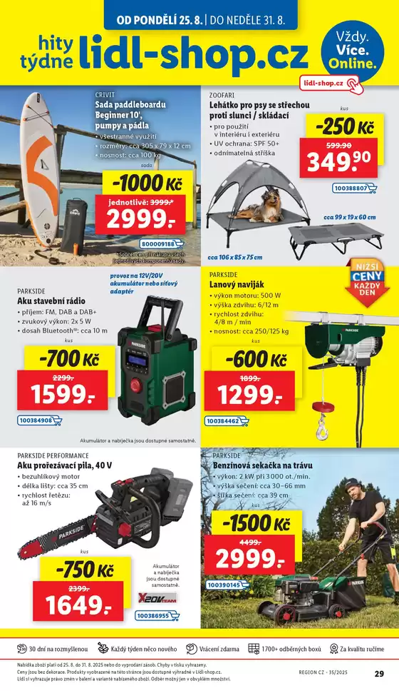 Lidl katalog v Praha | Hity týdne se slevou až 1500 Kč | 2025-08-21T00:00:00.000Z - 2025-08-31T00:00:00.000Z