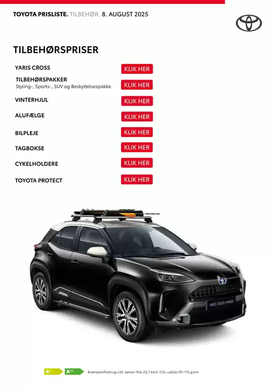 Toyota katalog i Brønderslev | Yaris Cross Tilbehørspriser | 2025-10-17T00:00:00.000Z - 2025-10-31T00:00:00.000Z
