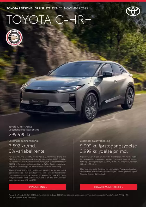 Toyota katalog i Esbjerg | Toyota C-HR+ Prisliste | 2025-10-24T00:00:00.000Z - 2025-12-23T00:00:00.000Z