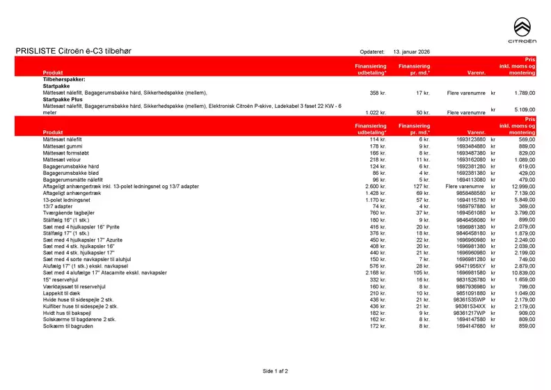 Citroën katalog i Søborg | Citroën Tilbehørsprisliste | 2026-01-14T00:00:00.000Z - 2026-01-28T00:00:00.000Z