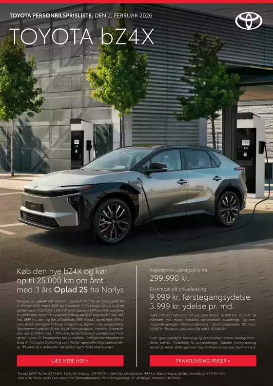 Toyota katalog i Viborg | bZ4X Prisliste | 2026-02-02T00:00:00.000Z - 2026-03-31T00:00:00.000Z