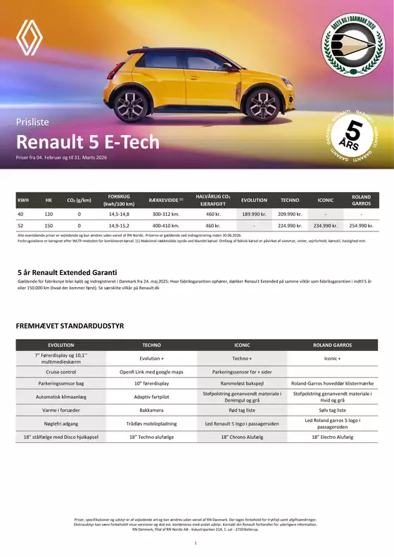Renault katalog i Fredericia | prisliste-renault-5-e-tech-electric | 2026-02-04T00:00:00.000Z - 2026-03-31T00:00:00.000Z
