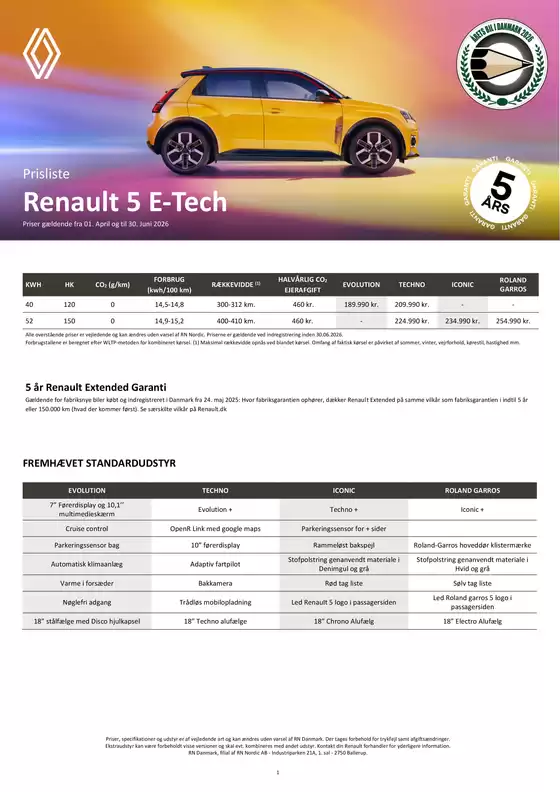 Renault katalog i København | prisliste-renault-5-e-tech-electric | 2026-04-01T00:00:00.000Z - 2026-06-30T00:00:00.000Z