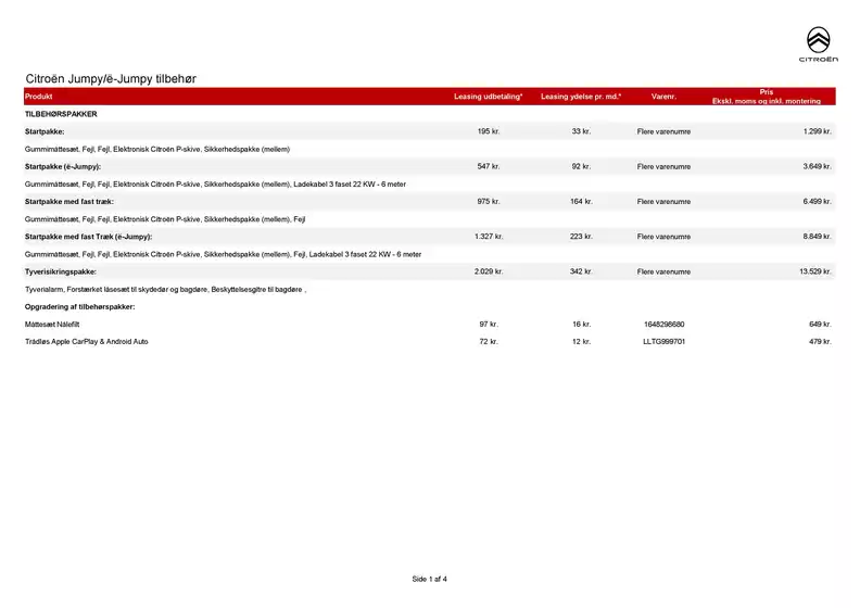 Citroën katalog i Herning | tilbehoersprislister Jumpy | 2026-01-01T00:00:00.000Z - 2026-12-31T00:00:00.000Z