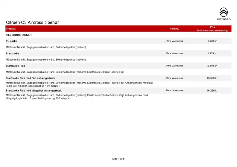 Citroën katalog i Herning | tilbehoersprislister C3 | 2026-01-01T00:00:00.000Z - 2026-12-31T00:00:00.000Z