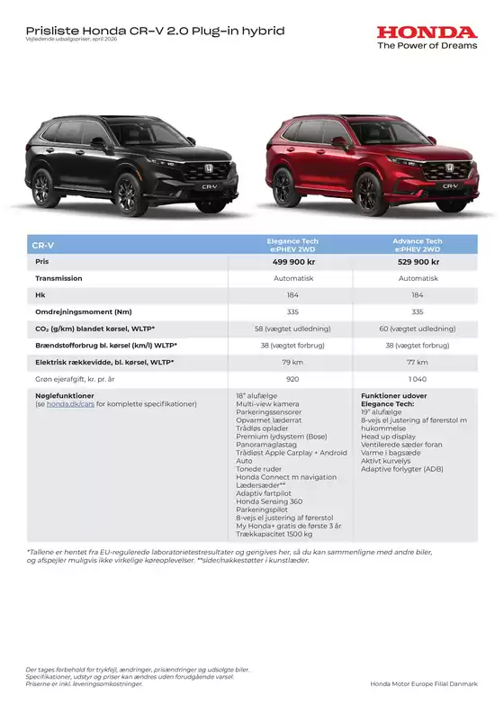 Honda katalog i Randers | CR V Prisliste DK WEBB 20260615 | 2026-01-01T00:00:00.000Z - 2026-12-31T00:00:00.000Z