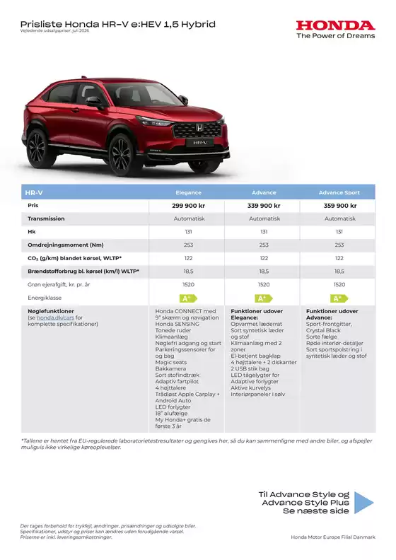 Honda katalog i Randers | HR V 27YM Prisliste DK 20260706v2 | 2026-01-01T00:00:00.000Z - 2026-12-31T00:00:00.000Z