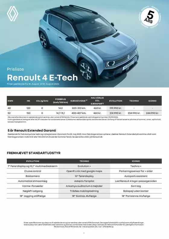 Renault katalog i Gentofte | prisliste-renault-4-e-tech-electric | 2026-08-18T00:00:00.000Z - 2026-08-30T00:00:00.000Z