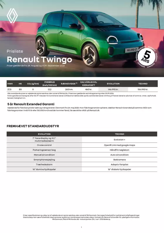 Renault katalog i Silkeborg | prisliste-twingo-e-tech-electric | 2026-08-28T00:00:00.000Z - 2026-09-30T00:00:00.000Z