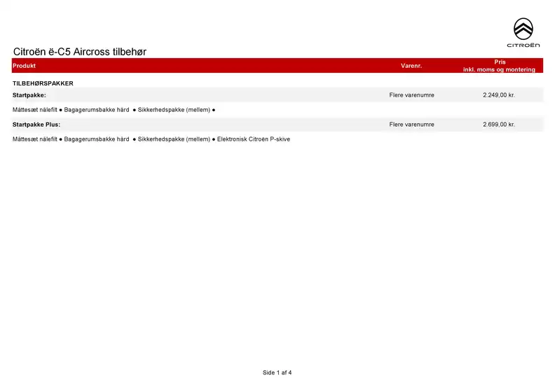 Citroën katalog i Haarby | tilbehoersprislister E-c5 aircross | 2026-01-01T00:00:00.000Z - 2026-12-31T00:00:00.000Z