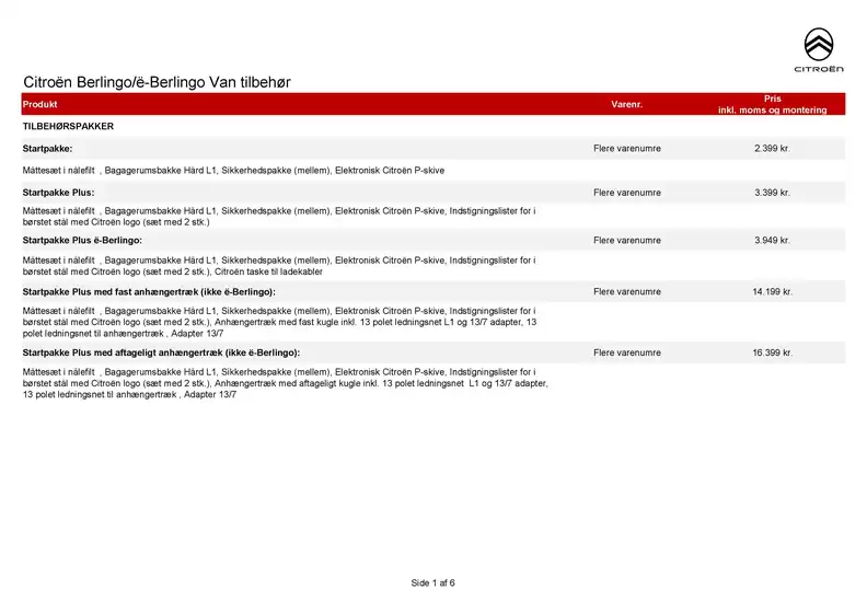 Citroën katalog i Haarby | tilbehoersprislister Berlingo van | 2026-01-01T00:00:00.000Z - 2026-12-31T00:00:00.000Z