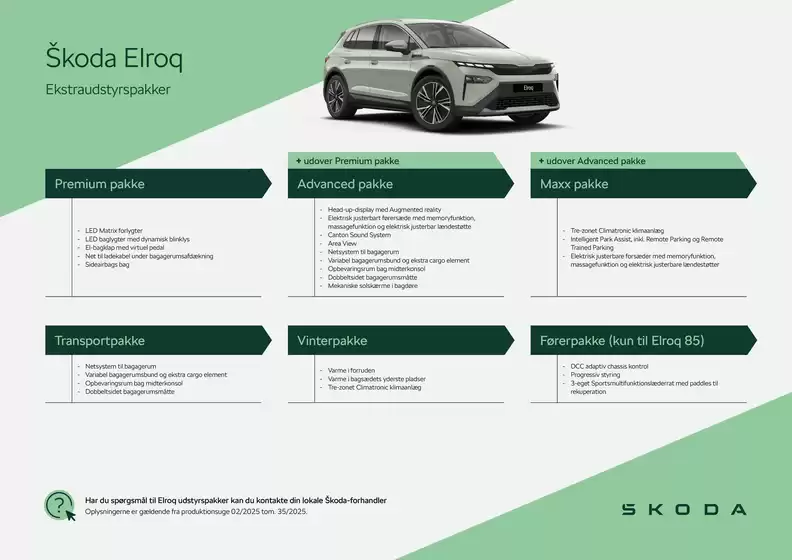 ŠKODA katalog i Vejle | Elroq Udstyrspakker | 2025-09-16T00:00:00.000Z - 2025-09-30T00:00:00.000Z