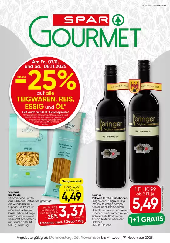 SPAR-Gourmet Katalog in Wiener Neustadt | SPAR-Gourmet flugblatt | 2025-11-06T00:00:00.000Z - 2025-11-19T00:00:00.000Z