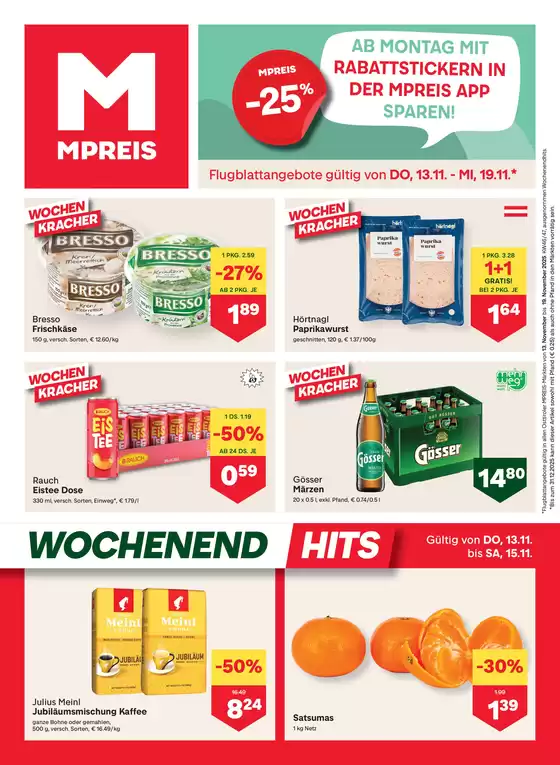 MPreis Katalog in Ried im Innkreis | Top-Angebote für alle Schnäppchenjäger | 2025-11-13T00:00:00.000Z - 2025-11-19T00:00:00.000Z