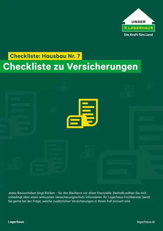 Lagerhaus Katalog in Graz | Folder checkliste 7 hausbau versicherungen | 2025-12-11T00:00:00.000Z - 2025-12-25T00:00:00.000Z
