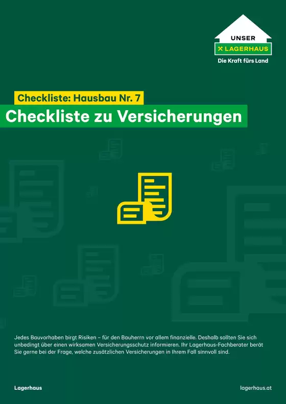 Lagerhaus Graz Land Katalog in Treffen am Ossiacher See | Lagerhaus Graz Land Checkliste Nr. 7 - Hausbau - Versicherungen | 2025-12-15T00:00:00.000Z - 2025-12-29T00:00:00.000Z