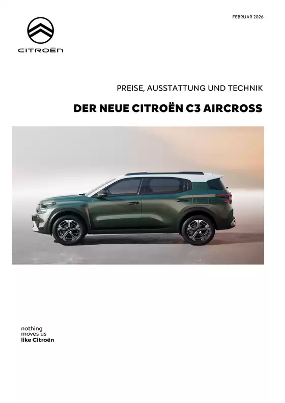Citroen Katalog in Weißkirchen in Steiermark | NEUER C3 AIRCROSS Produktblatt 2026 02 | 2026-02-01T00:00:00.000Z - 2026-02-28T00:00:00.000Z