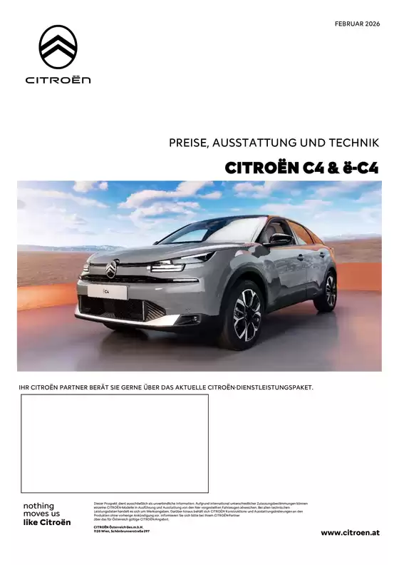 Citroen Katalog in Klagenfurt am Wörthersee | C4 Produktblatt 2026 02 | 2026-02-01T00:00:00.000Z - 2026-02-28T00:00:00.000Z