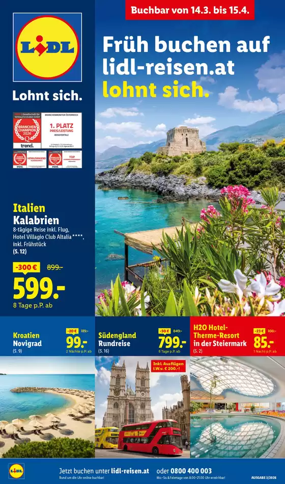 Lidl Reisen Katalog in Hainfeld | Buchbar ab 14.3. | 2026-03-13T00:00:00.000Z - 2026-04-15T00:00:00.000Z