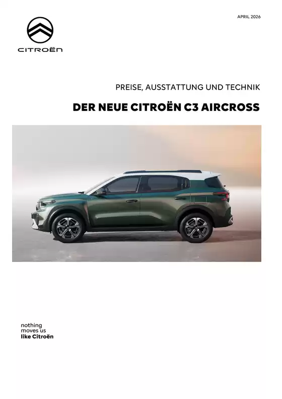Citroen Katalog in Linz | NEUER C3 AIRCROSS Produktblatt 2026 04 | 2026-04-01T00:00:00.000Z - 2026-04-30T00:00:00.000Z