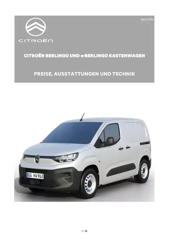 Citroen Katalog in Linz | Berlingo KW MYB2 Produktblatt April26 | 2026-04-01T00:00:00.000Z - 2026-04-30T00:00:00.000Z