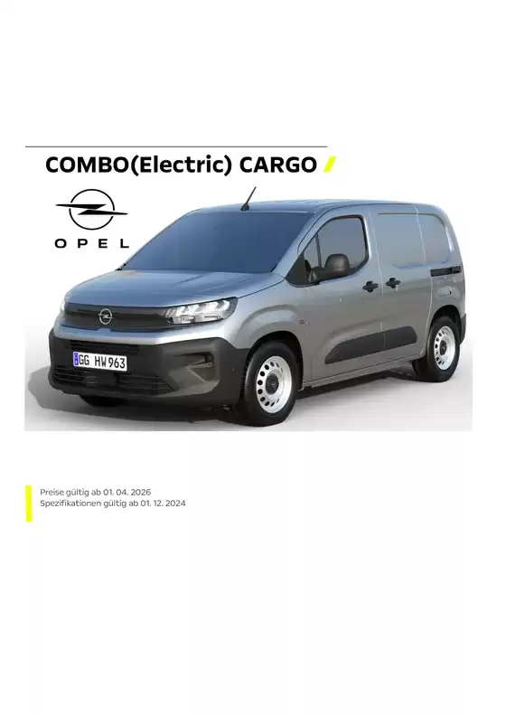 Opel Katalog in Linz | Opel Combo Cargo Electric Preisliste MYB2 April26 | 2026-04-02T00:00:00.000Z - 2026-04-16T00:00:00.000Z