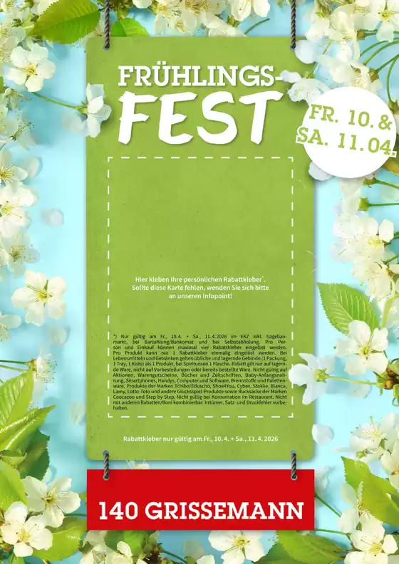 Der Grissemann Katalog in Fürstenfeld | Tolle Rabatte auf ausgewählte Produkte | 2026-04-10T00:00:00.000Z - 2026-04-11T00:00:00.000Z