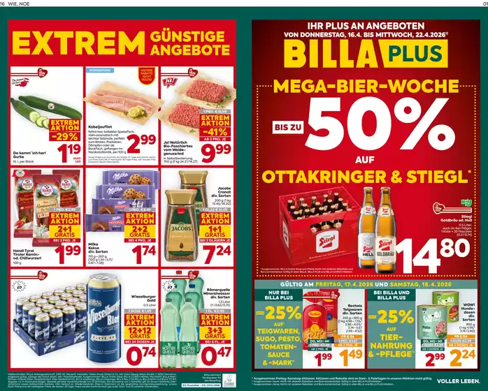 BILLA PLUS Katalog in Villach | BILLA PLUS FB KW 16 2026 Ansicht | 2026-04-16T00:00:00.000Z - 2026-04-22T00:00:00.000Z