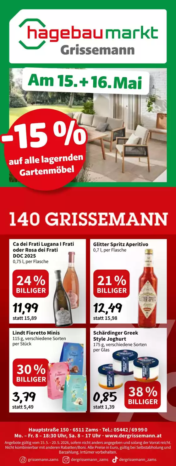 Der Grissemann Katalog in St. Thomas | Attraktive Angebote entdecken | 2026-05-15T00:00:00.000Z - 2026-05-20T00:00:00.000Z