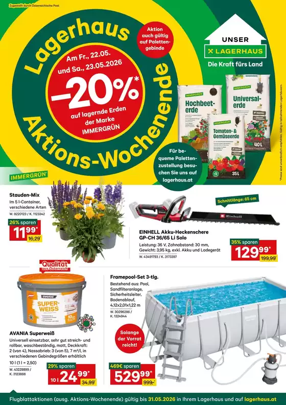 Lagerhaus Graz Land Katalog in Stockerau | Lagerhaus Graz Land Flugblatt Mai 2026 | 2026-05-18T00:00:00.000Z - 2026-05-31T00:00:00.000Z