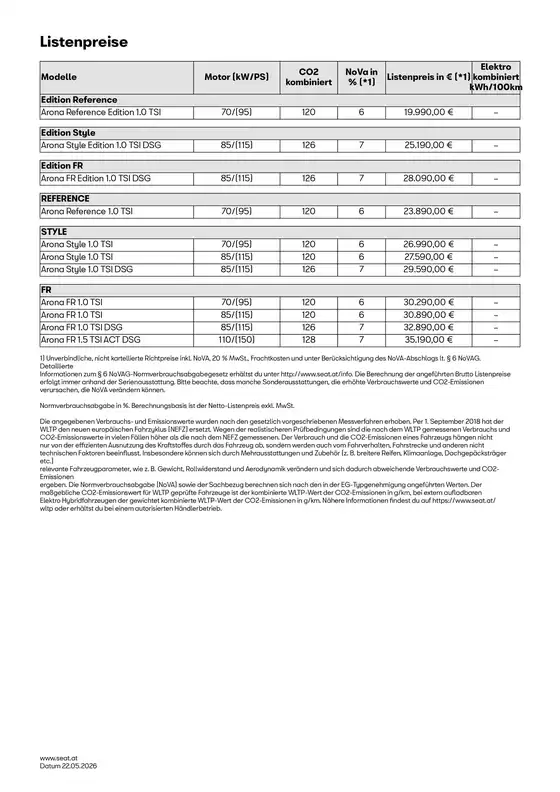 Seat Katalog in Innsbruck | Seat Arona neu dupl | 2026-05-22T00:00:00.000Z - 2026-05-22T00:00:00.000Z