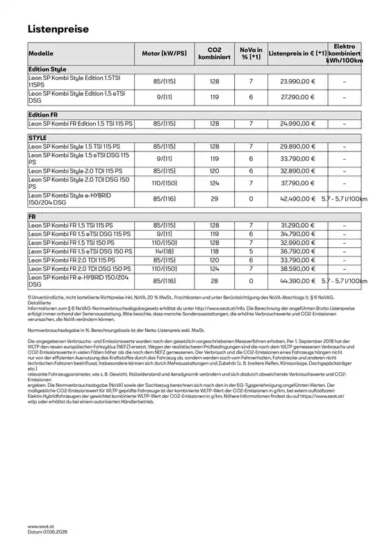 Seat Katalog in Judenburg | Seat Leon sp kombi dupl | 2026-06-07T00:00:00.000Z - 2026-06-07T00:00:00.000Z