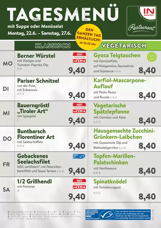 Interspar Restaurant Katalog | Menuplan kw26 | 2026-06-22T00:00:00.000Z - 2026-06-27T00:00:00.000Z