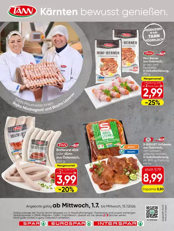 Eurospar Flugblatt in Rappottenstein | Tolles Angebot für alle Kunden | 2026-07-01T00:00:00.000Z - 2026-07-15T00:00:00.000Z
