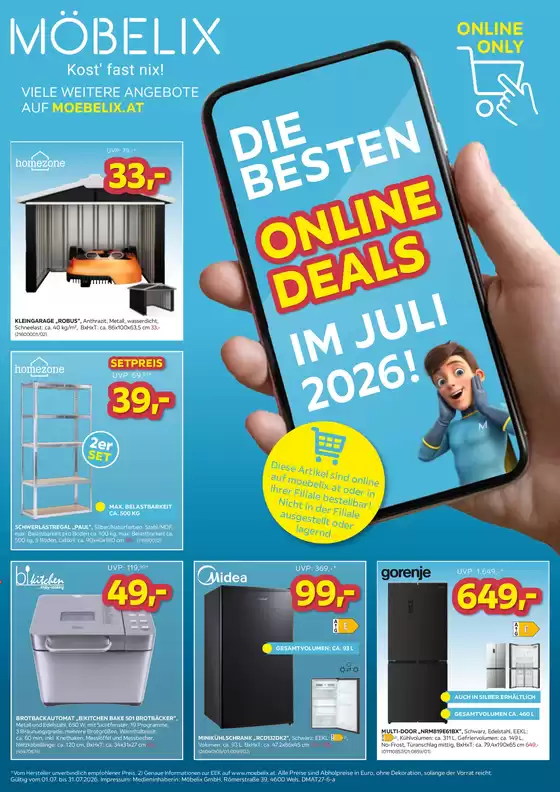 Möbelix Flugblatt in Rosental an der Kainach | Top-Angebote für Sparfüchse | 2026-07-01T00:00:00.000Z - 2026-07-31T00:00:00.000Z