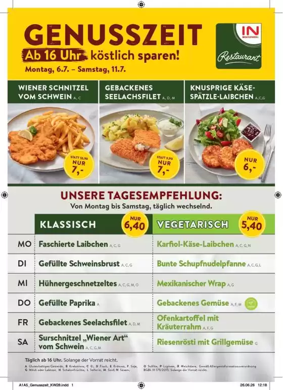 Interspar Restaurant Katalog | Top-Deals für alle Kunden | 2026-07-06T00:00:00.000Z - 2026-07-11T00:00:00.000Z